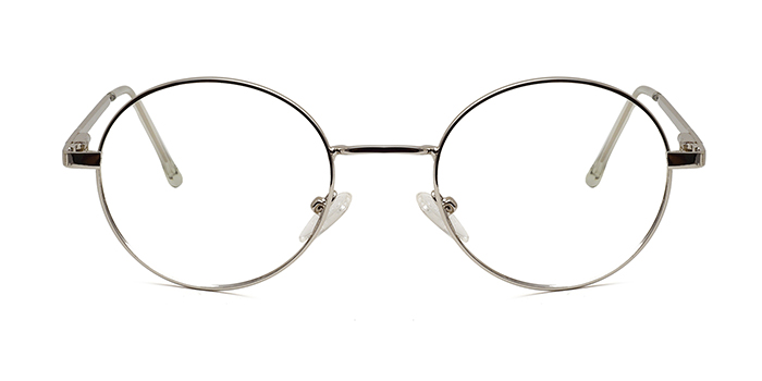  Silver Full Frame Round Eyeglasses for Men and Women