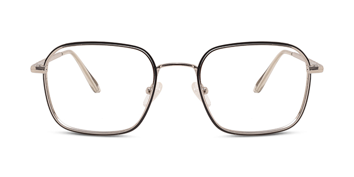  Silver Full Frame Square Eyeglasses for Men and Women