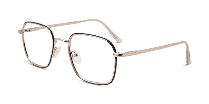  Silver Full Frame Square Eyeglasses for Men and Women
