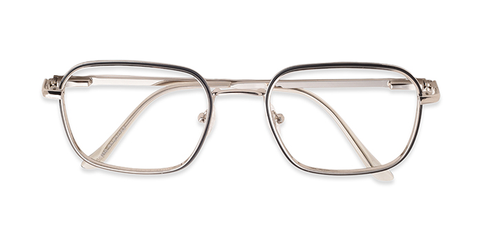  Silver Full Frame Square Eyeglasses for Men and Women