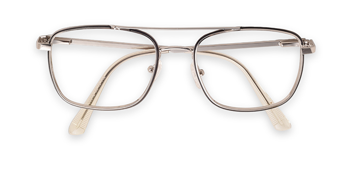  Silver Full Frame Square Eyeglasses for Men and Women