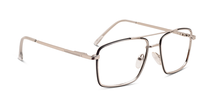  Silver Full Frame Square Eyeglasses for Men and Women