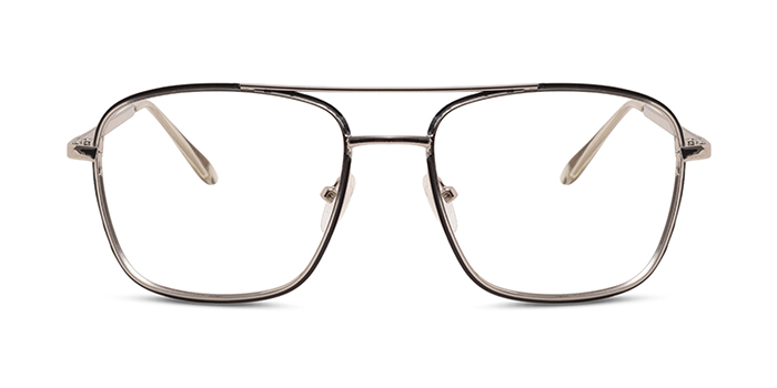  Silver Full Frame Square Eyeglasses for Men and Women