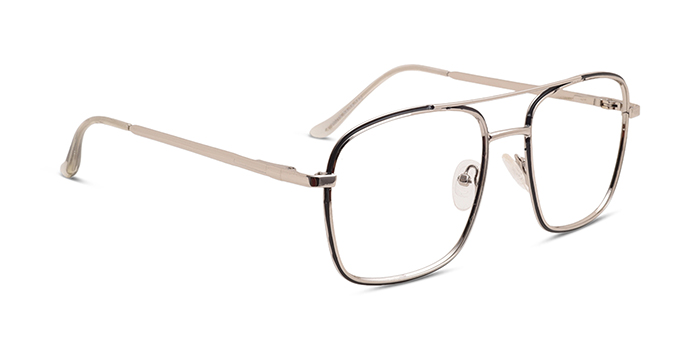  Silver Full Frame Square Eyeglasses for Men and Women