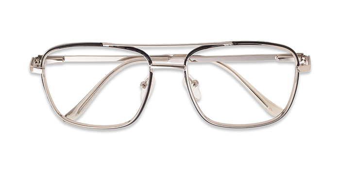  Silver Full Frame Square Eyeglasses for Men and Women