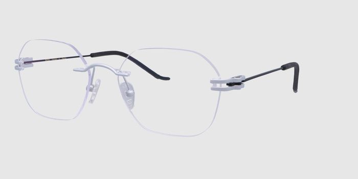  Silver Rimless Hexagon Eyeglasses for Men and Women