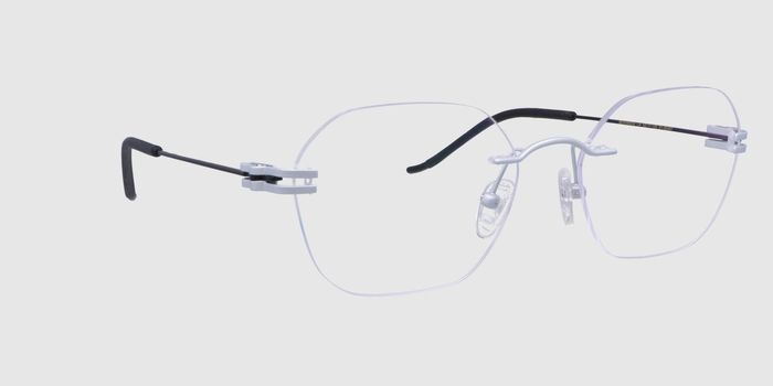  Silver Rimless Hexagon Eyeglasses for Men and Women