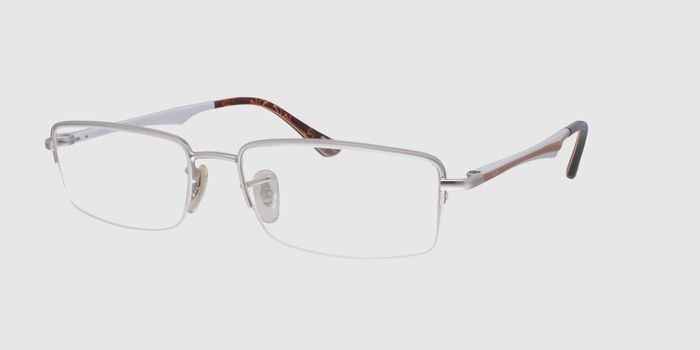  Silver Half rim Rectangle Eyeglasses for Men and Women