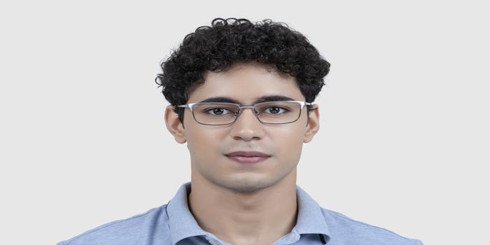  Silver Full frame Rectangle Eyeglasses for Men