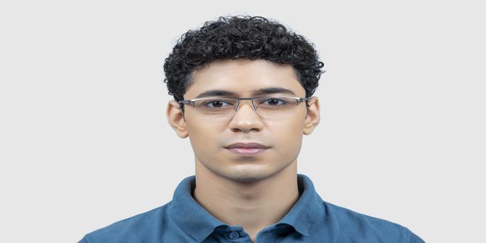  Silver Half rim Rectangle Eyeglasses for Men and Women