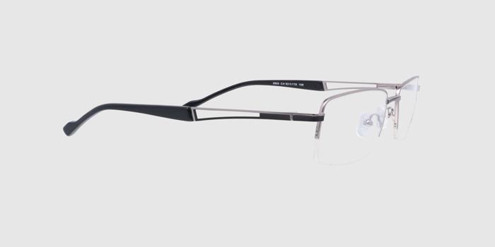  Silver Half rim Rectangle Eyeglasses for Men