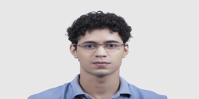 Silver Half rim Rectangle Eyeglasses for Men