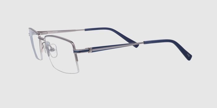  Silver Half rim Rectangle Eyeglasses for Men and Women