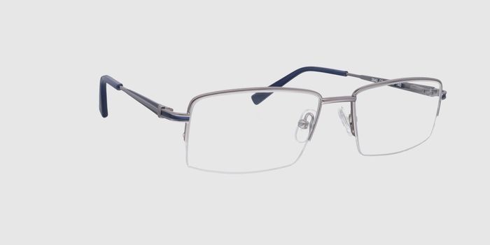  Silver Half rim Rectangle Eyeglasses for Men and Women