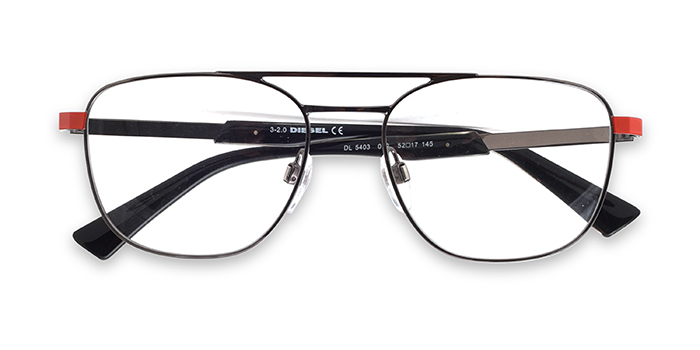 Diesel Gunmetal Full Frame Square Eyeglasses for Men and Women