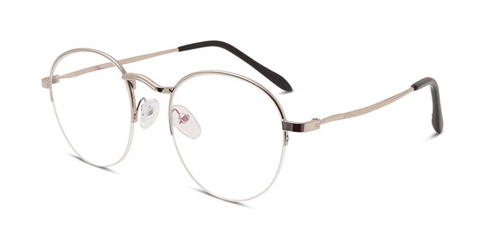  Silver Half Frame Round Eyeglasses for Men and Women