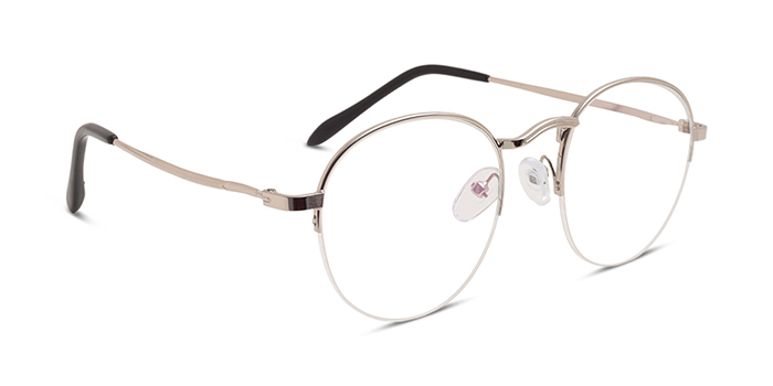  Silver Half Frame Round Eyeglasses for Men and Women