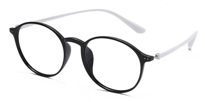  Glossy Black Full Frame Round Eyeglasses for Men and Women