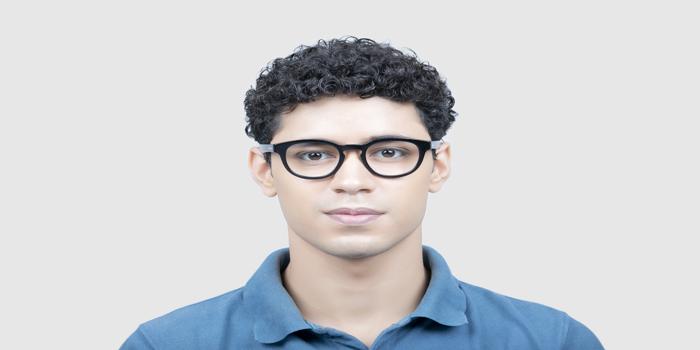  Black Full frame Oval Eyeglasses for Men