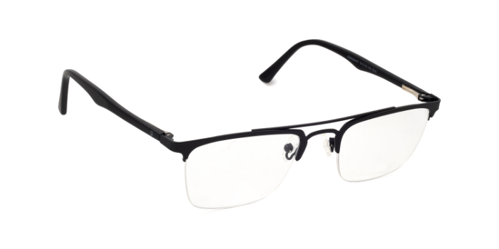 INTEGRITI Black Half Frame Rectangle Eyeglasses for Men and Women