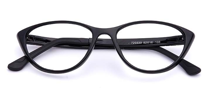  Glossy Black Full Frame Cateye Eyeglasses for Women