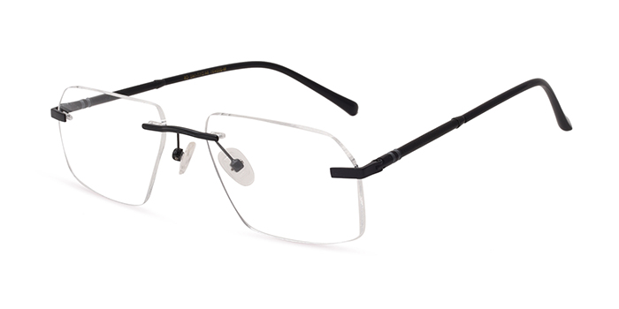  Black Rimless Rectangle Eyeglasses for Men and Women