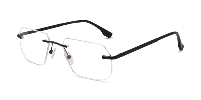  Black Rimless Rectangle Eyeglasses for Men and Women