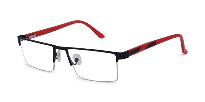  Black Half Frame Rectangle Eyeglasses for Men and Women