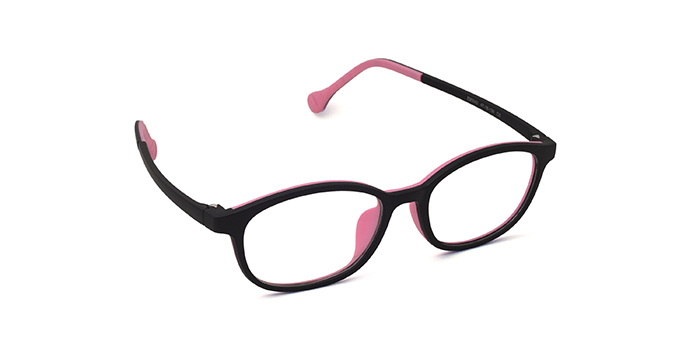  Black Full Frame Oval Eyeglasses for Kids