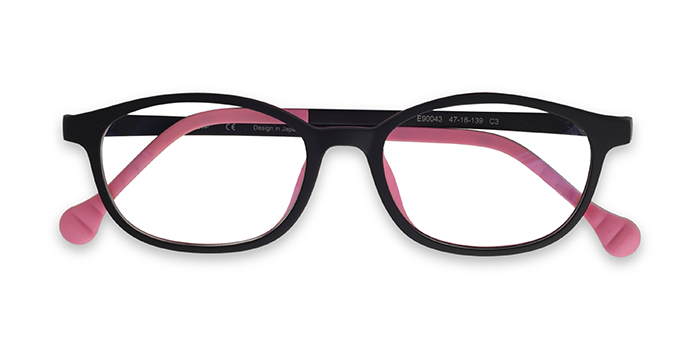  Black Full Frame Oval Eyeglasses for Kids