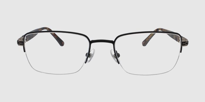  Black Half rim Rectangle Eyeglasses for Men