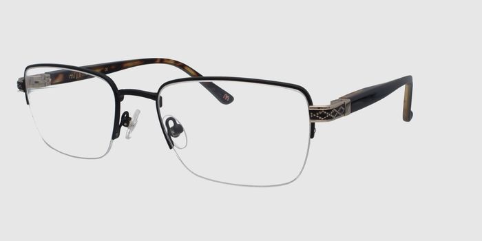  Black Half rim Rectangle Eyeglasses for Men