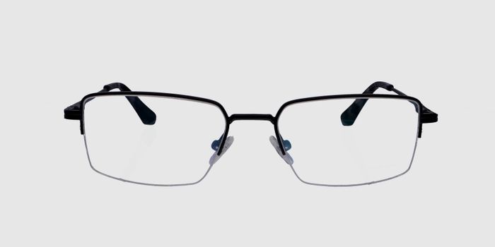  Black Half rim Rectangle Eyeglasses for Men