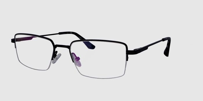 Black Half rim Rectangle Eyeglasses for Men
