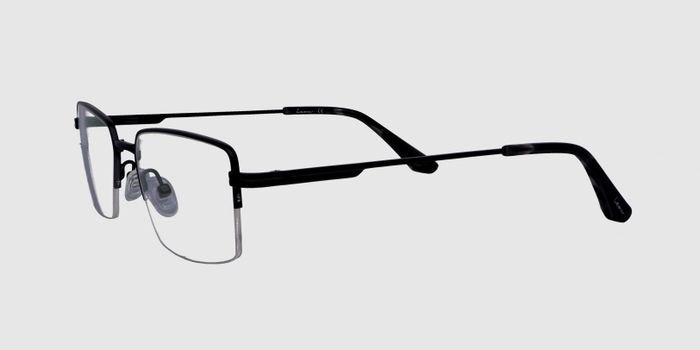 Black Half rim Rectangle Eyeglasses for Men