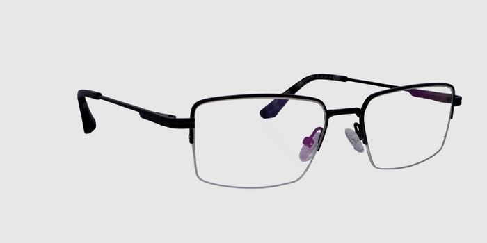  Black Half rim Rectangle Eyeglasses for Men