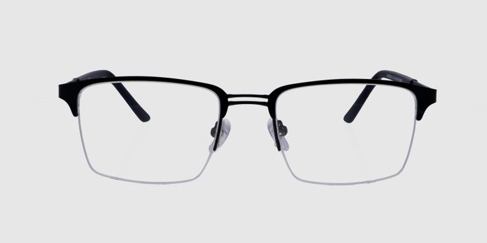  Black Half rim Rectangle Eyeglasses for Men and Women