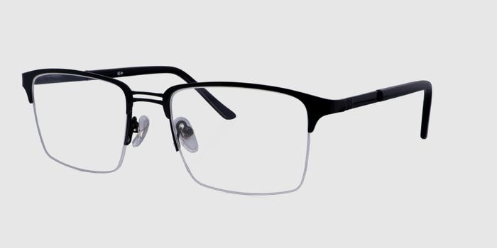  Black Half rim Rectangle Eyeglasses for Men and Women