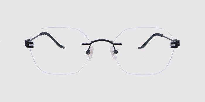  Black Rimless Hexagon Eyeglasses for Men and Women