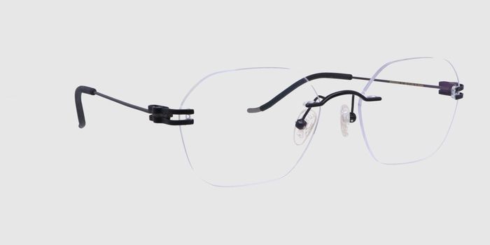  Black Rimless Hexagon Eyeglasses for Men and Women