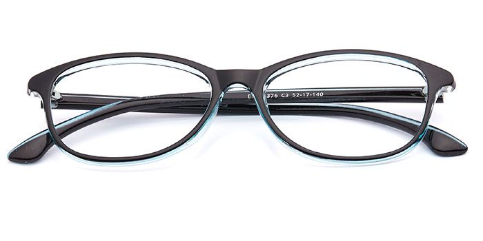  Glossy Black Full Frame Oval Eyeglasses for Women