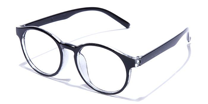  Glossy Black Full Frame Round Eyeglasses for Men and Women