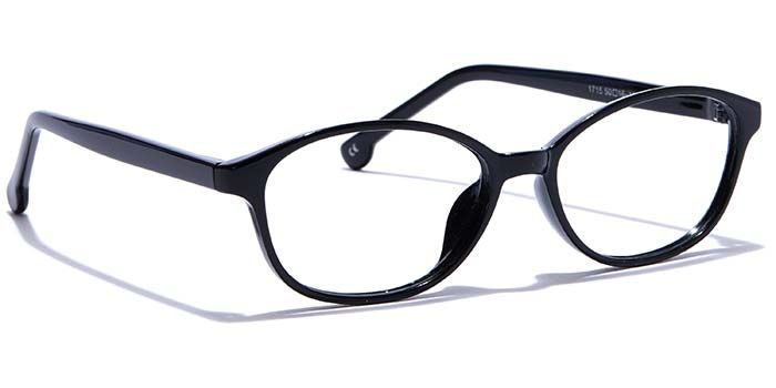  Glossy Black Full Frame Oval Eyeglasses for Women