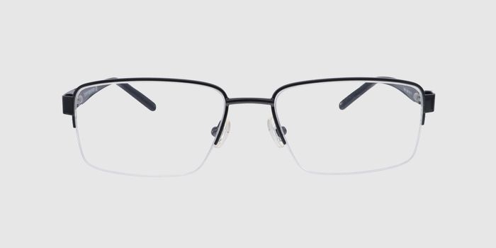 E12B1046184 Black Half rim Rectangle Eyeglasses for Men and Women