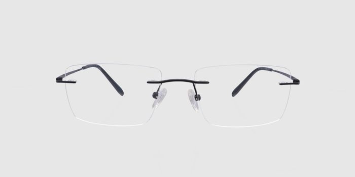  Black Rimless Rectangle Eyeglasses for Men and Women