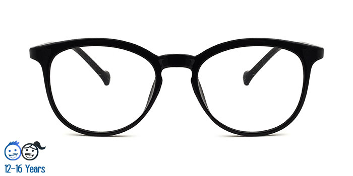  Black Full Frame Round Eyeglasses for Kids