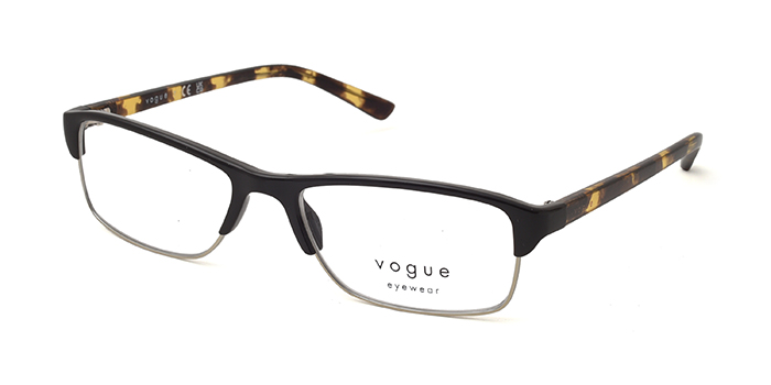 VOGUE Black Half Frame Rectangle Eyeglasses for Women