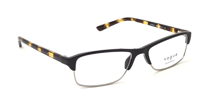 VOGUE Black Half Frame Rectangle Eyeglasses for Women