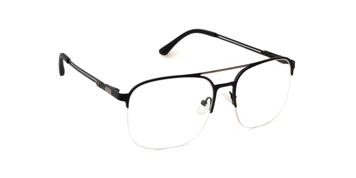  Black Half Frame Square Eyeglasses for Men and Women