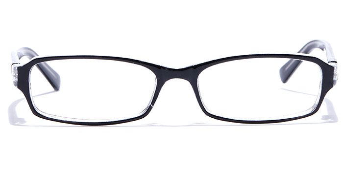  Glossy Black Full Frame Rectangle Eyeglasses for Men and Women